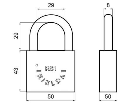 Rielda RS1 Vorhängeschloss Typ 900-50/29RS1 für Sielaff 2. Serie