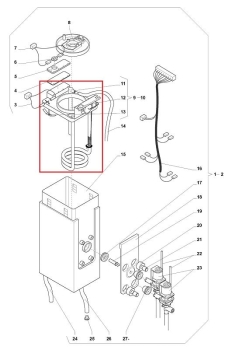 Baugruppe Deckel Boiler Rohrheizkörper 2,7 KW Evoca Wittenborg  FB55