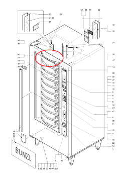 Obere Türblende über Verkaufstüre Evoca Necta Smart FM3000