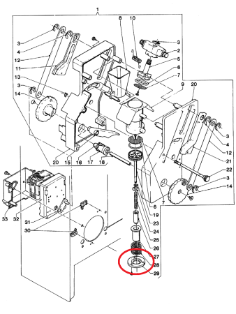 Flansch für Feder, Brüher Z3000 Evoca, Necta, N&W, Wittenborg, Zanussi Kikko, Canto, Astro