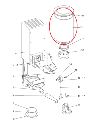 Kaffeebehälter Pulverkaffee Evoca N&W Wittenborg FB5100 FB55 FB50