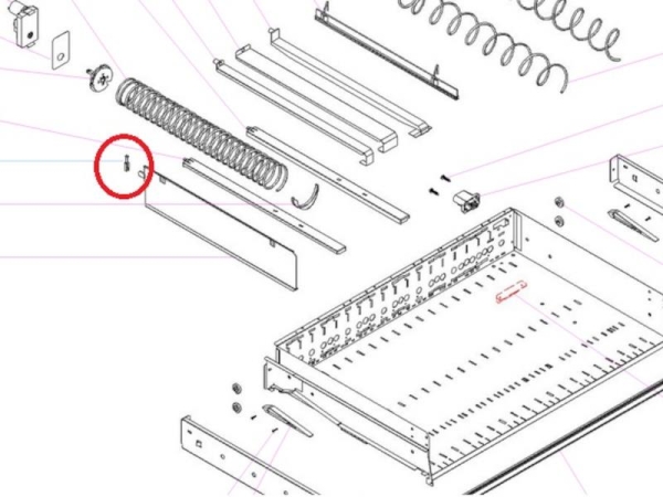 Vendo Sicherungsklammer für Trennwand in Schublade beim Spiralautomat