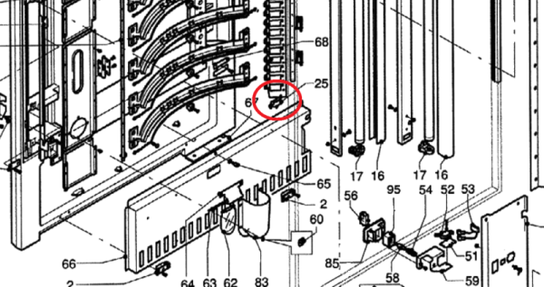 Mikroschalter für Verkaufstüre Innenseite Warenautomat  Evoca N&W  Smart FM3000